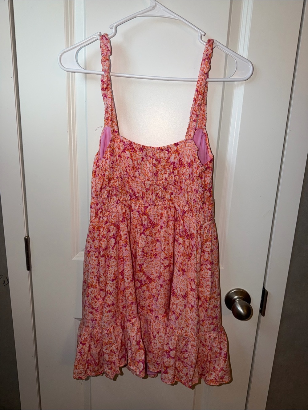American Eagle Outfitters Pink Floral Tiered Midi Dress